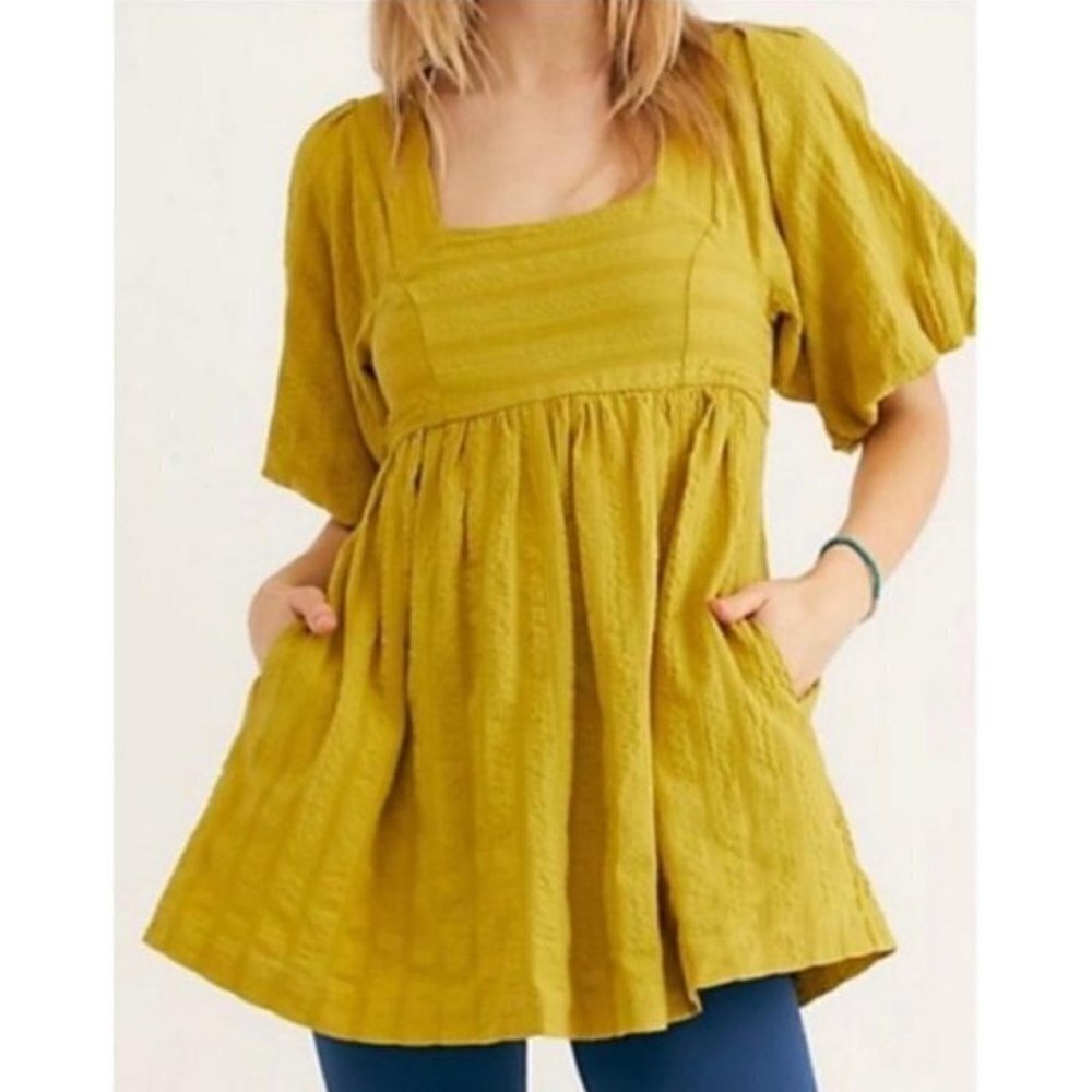 Free People Gigi Tunic Puff Sleeve Blouse